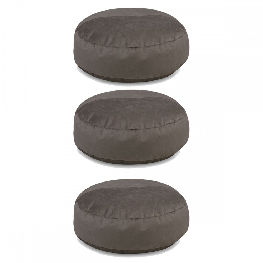 Pouf Poggiapiedi Rotondo in Microfibra 47x15 SET DA 3 PEZZI